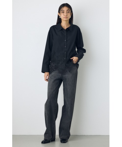 AZUL by moussy(アズールバイマウジー)の「レースドッキングシャツ 秋服 冬服 春服 無地 ストライプ オケージョン(シャツ/ブラウス・レディース・ストライプ/オフホワイト/ブラック・FREE)」の17枚目の写真