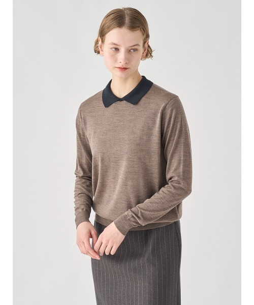 JOHN SMEDLEY(ジョンスメドレー)の「バイカラークレリック長袖ニットポロシャツ(ポロシャツ・レディース・その他・S/M)」の3枚目の写真