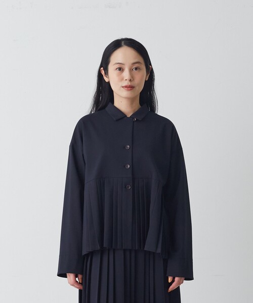 conges payes ADIEU TRISTESSE(コンジェ ペイエ アデュートリステス)の「プリーツジャケットブラウス(シャツ/ブラウス・レディース・ネイビー/チェック・38)」の3枚目の写真