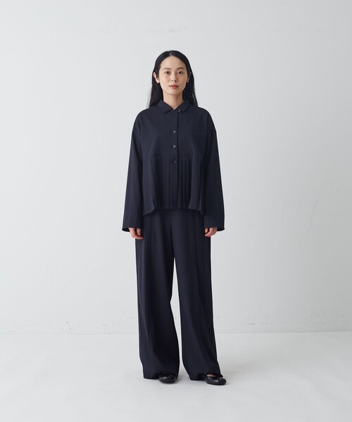 conges payes ADIEU TRISTESSE(コンジェ ペイエ アデュートリステス)の「プリーツジャケットブラウス(シャツ/ブラウス・レディース・ネイビー/チェック・38)」の5枚目の写真