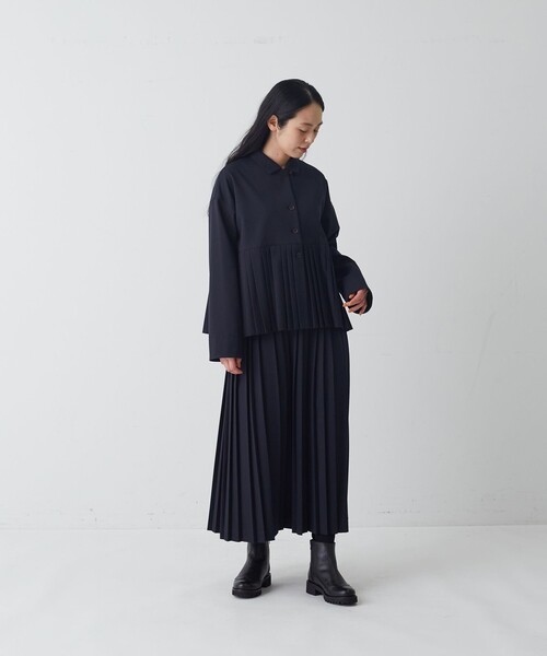 conges payes ADIEU TRISTESSE(コンジェ ペイエ アデュートリステス)の「プリーツジャケットブラウス(シャツ/ブラウス・レディース・ネイビー/チェック・38)」の6枚目の写真