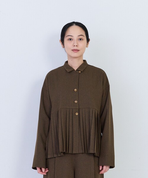 conges payes ADIEU TRISTESSE(コンジェ ペイエ アデュートリステス)の「プリーツジャケットブラウス(シャツ/ブラウス・レディース・ネイビー/チェック・38)」の9枚目の写真
