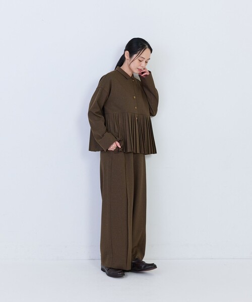 conges payes ADIEU TRISTESSE(コンジェ ペイエ アデュートリステス)の「プリーツジャケットブラウス(シャツ/ブラウス・レディース・ネイビー/チェック・38)」の10枚目の写真