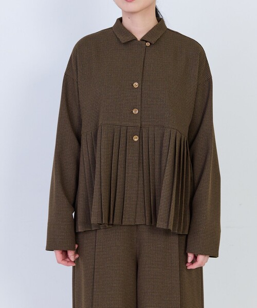 conges payes ADIEU TRISTESSE(コンジェ ペイエ アデュートリステス)の「プリーツジャケットブラウス(シャツ/ブラウス・レディース・ネイビー/チェック・38)」の17枚目の写真