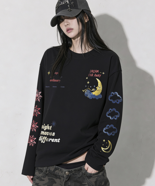 ARTISTWEAR(アーティストウェア)の「ナイトムーブ 長袖Tシャツ(Tシャツ/カットソー・レディース・ホワイト/ブラック・MEDIUM/LARGE/X-LARGE/XX-LARGE)」の4枚目の写真