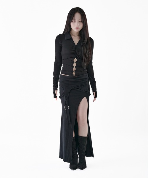 Melviianne(メルヴィアンヌ)の「Sneer knit panel tops(シャツ/ブラウス・レディース・Black/Beige・MEDIUM/SMALL)」の18枚目の写真