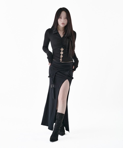 Melviianne(メルヴィアンヌ)の「Sneer knit panel tops(シャツ/ブラウス・レディース・Black/Beige・MEDIUM/SMALL)」の7枚目の写真
