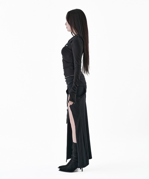 Melviianne(メルヴィアンヌ)の「Sneer knit panel tops(シャツ/ブラウス・レディース・Black/Beige・MEDIUM/SMALL)」の8枚目の写真