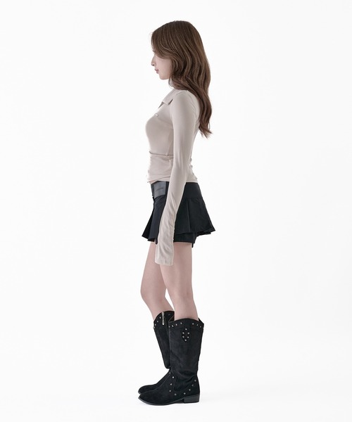 Melviianne(メルヴィアンヌ)の「Sneer knit panel tops(シャツ/ブラウス・レディース・Black/Beige・MEDIUM/SMALL)」の16枚目の写真