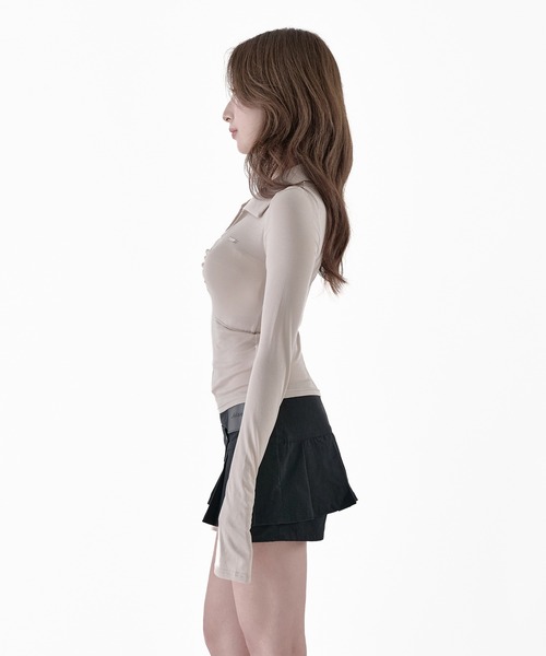 Melviianne(メルヴィアンヌ)の「Sneer knit panel tops(シャツ/ブラウス・レディース・Black/Beige・MEDIUM/SMALL)」の13枚目の写真