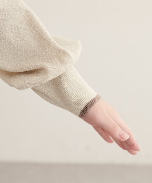 natural couture（ナチュラルクチュール）の「配色ラメクルーネックカーディガン（カーディガン/ボレロ・レディース・ライトベージュ/サックスブルー/グレイッシュベージュ/ブラウン・FREE）」の14枚目の写真