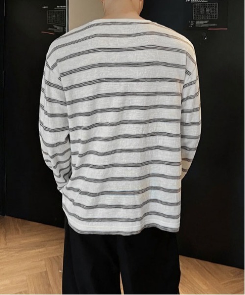 DOUBLE STEAL(ダブルスティール)の「DS細ボーダークルーネックロンT(Tシャツ/カットソー・メンズ・ブルー/ブラック・MEDIUM/LARGE/X-LARGE)」の6枚目の写真