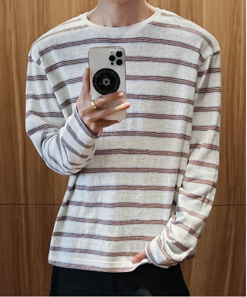 DOUBLE STEAL(ダブルスティール)の「DS細ボーダークルーネックロンT(Tシャツ/カットソー・メンズ・ブルー/ブラック・MEDIUM/LARGE/X-LARGE)」の8枚目の写真