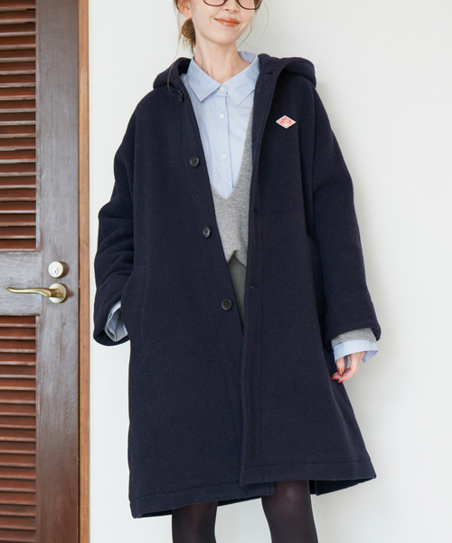 DANTON（ダントン）の「DANTON/ダントン HOODED  LONG COAT DT-A0708（その他アウター・レディース・ベージュ/ネイビー・SMALL）」の2枚目の写真