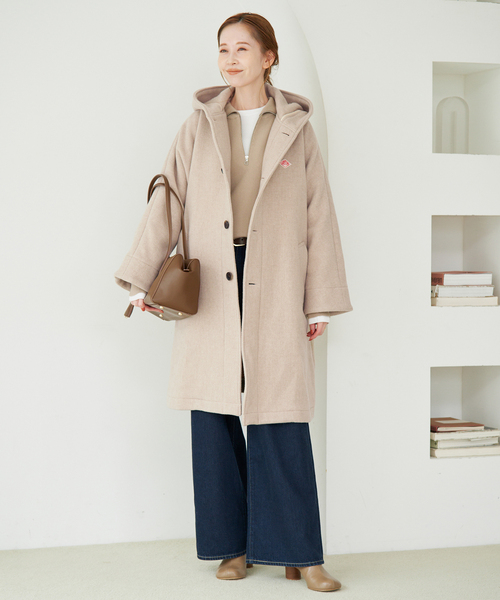 DANTON（ダントン）の「DANTON/ダントン HOODED  LONG COAT DT-A0708（その他アウター・レディース・ベージュ/ネイビー・SMALL）」の3枚目の写真