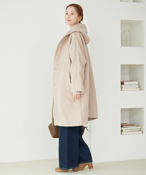 DANTON（ダントン）の「DANTON/ダントン HOODED  LONG COAT DT-A0708（その他アウター・レディース・ベージュ/ネイビー・SMALL）」の5枚目の写真