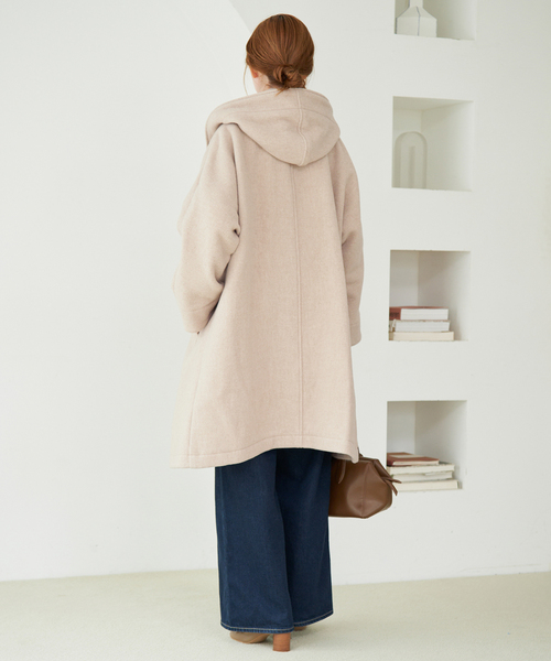 DANTON（ダントン）の「DANTON/ダントン HOODED  LONG COAT DT-A0708（その他アウター・レディース・ベージュ/ネイビー・SMALL）」の7枚目の写真