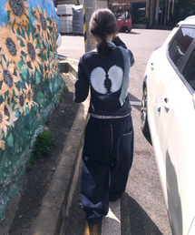 セミクロップド SE.WINGS 長袖Tシャツ [ネイビー]