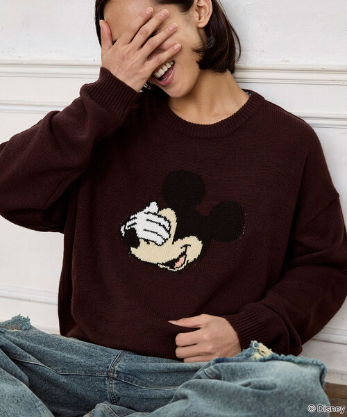 PUBLUX(パブリュクス)の「PUBLUX/パブリュクス Mickey Mouse/ミッキーマウス/フェイス ニット 限定展開(ニット/セーター・メンズ・イエロー/グレー/ブラウン/サックスブルー・LARGE/MEDIUM/SMALL)」の3枚目の写真