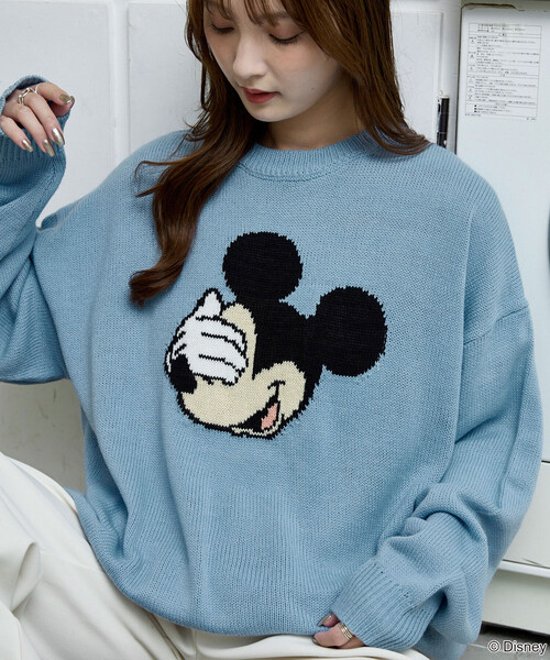 PUBLUX(パブリュクス)の「PUBLUX/パブリュクス Mickey Mouse/ミッキーマウス/フェイス ニット 限定展開(ニット/セーター・メンズ・イエロー/グレー/ブラウン/サックスブルー・LARGE/MEDIUM/SMALL)」の1枚目の写真