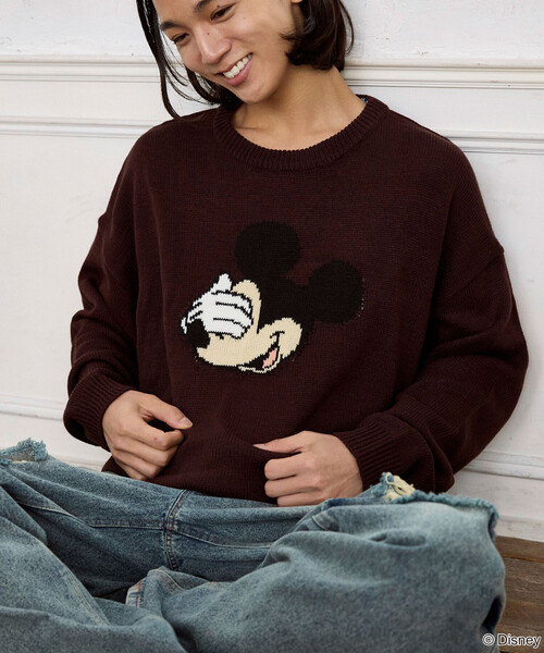 PUBLUX(パブリュクス)の「PUBLUX/パブリュクス Mickey Mouse/ミッキーマウス/フェイス ニット 限定展開(ニット/セーター・メンズ・イエロー/グレー/ブラウン/サックスブルー・LARGE/MEDIUM/SMALL)」の5枚目の写真