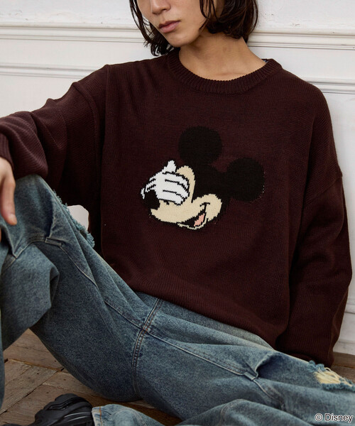 PUBLUX(パブリュクス)の「PUBLUX/パブリュクス Mickey Mouse/ミッキーマウス/フェイス ニット 限定展開(ニット/セーター・メンズ・イエロー/グレー/ブラウン/サックスブルー・LARGE/MEDIUM/SMALL)」の7枚目の写真