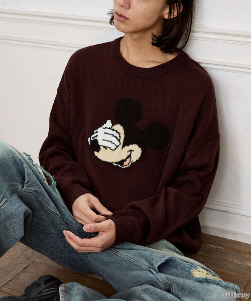 PUBLUX(パブリュクス)の「PUBLUX/パブリュクス Mickey Mouse/ミッキーマウス/フェイス ニット 限定展開(ニット/セーター・メンズ・イエロー/グレー/ブラウン/サックスブルー・LARGE/MEDIUM/SMALL)」の10枚目の写真