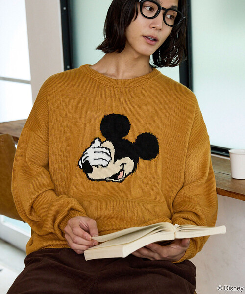 PUBLUX(パブリュクス)の「PUBLUX/パブリュクス Mickey Mouse/ミッキーマウス/フェイス ニット 限定展開(ニット/セーター・メンズ・イエロー/グレー/ブラウン/サックスブルー・LARGE/MEDIUM/SMALL)」の21枚目の写真