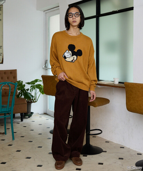 PUBLUX(パブリュクス)の「PUBLUX/パブリュクス Mickey Mouse/ミッキーマウス/フェイス ニット 限定展開(ニット/セーター・メンズ・イエロー/グレー/ブラウン/サックスブルー・LARGE/MEDIUM/SMALL)」の22枚目の写真
