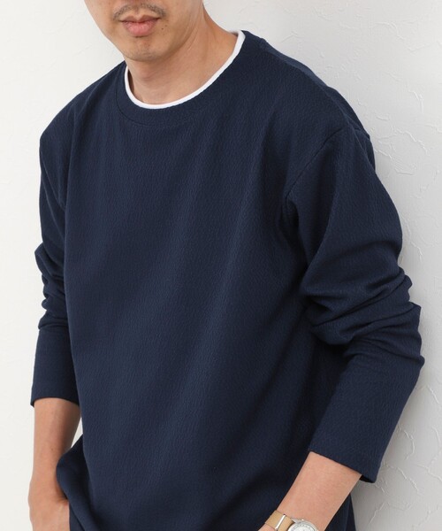 NOLLEY’S(ノーリーズ)の「リンクスダブルカラー LS Tee 26AW(Tシャツ/カットソー・メンズ・ネイビー/ホワイト/グレー・S/M/L/XL)」の3枚目の写真