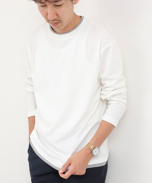 NOLLEY’S(ノーリーズ)の「リンクスダブルカラー LS Tee 26AW(Tシャツ/カットソー・メンズ・ネイビー/ホワイト/グレー・S/M/L/XL)」の22枚目の写真