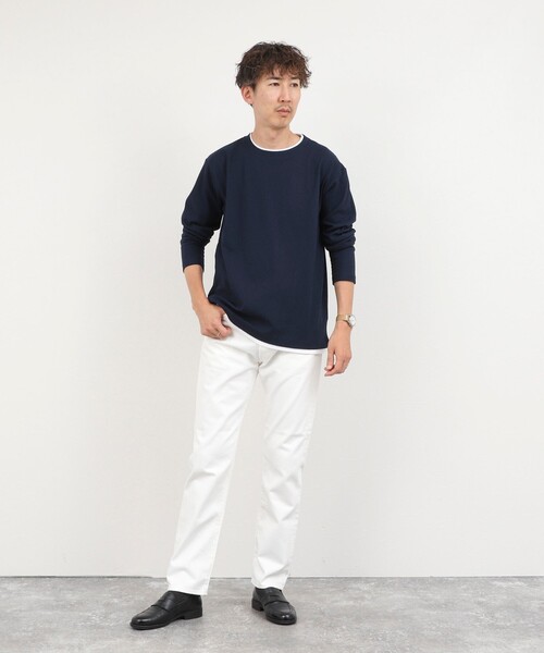 NOLLEY’S(ノーリーズ)の「リンクスダブルカラー LS Tee 26AW(Tシャツ/カットソー・メンズ・ネイビー/ホワイト/グレー・S/M/L/XL)」の13枚目の写真