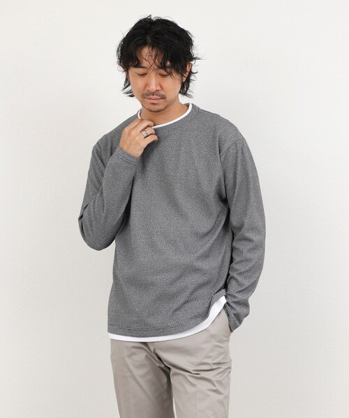 NOLLEY’S(ノーリーズ)の「リンクスダブルカラー LS Tee 26AW(Tシャツ/カットソー・メンズ・ネイビー/ホワイト/グレー・S/M/L/XL)」の19枚目の写真