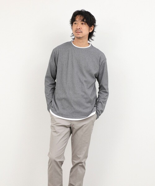 NOLLEY’S(ノーリーズ)の「リンクスダブルカラー LS Tee 26AW(Tシャツ/カットソー・メンズ・ネイビー/ホワイト/グレー・S/M/L/XL)」の4枚目の写真