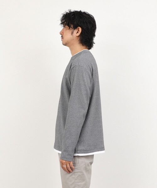NOLLEY’S(ノーリーズ)の「リンクスダブルカラー LS Tee 26AW(Tシャツ/カットソー・メンズ・ネイビー/ホワイト/グレー・S/M/L/XL)」の8枚目の写真