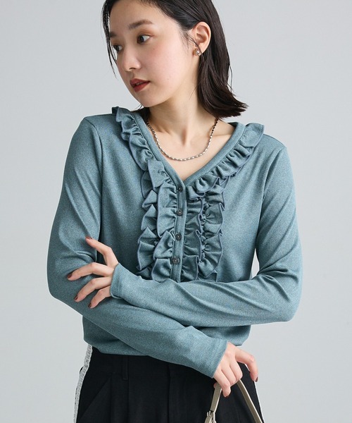 Green Parks(グリーンパークス)の「チビフリルカットソープルオーバー(Tシャツ/カットソー・レディース・レッド/グレー/グリーン系その他2・FREE)」の3枚目の写真