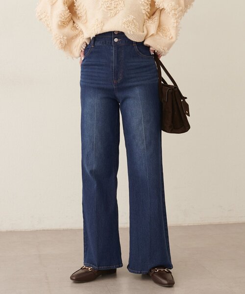 natural couture（ナチュラルクチュール）の「ハイウエストストレッチデニムパンツ（デニムパンツ・レディース・ブルー/サックスブルー・MEDIUM/LARGE）」の2枚目の写真