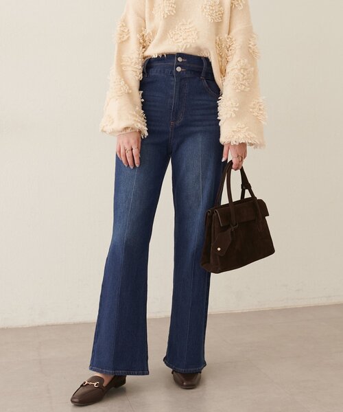 natural couture（ナチュラルクチュール）の「ハイウエストストレッチデニムパンツ（デニムパンツ・レディース・ブルー/サックスブルー・MEDIUM/LARGE）」の6枚目の写真