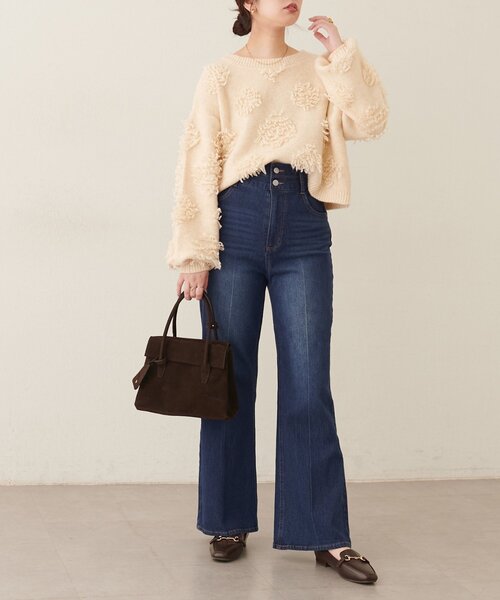 natural couture（ナチュラルクチュール）の「ハイウエストストレッチデニムパンツ（デニムパンツ・レディース・ブルー/サックスブルー・MEDIUM/LARGE）」の7枚目の写真