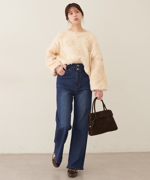natural couture（ナチュラルクチュール）の「ハイウエストストレッチデニムパンツ（デニムパンツ・レディース・ブルー/サックスブルー・MEDIUM/LARGE）」の8枚目の写真