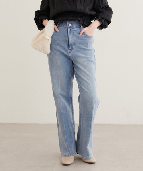 natural couture（ナチュラルクチュール）の「ハイウエストストレッチデニムパンツ（デニムパンツ・レディース・ブルー/サックスブルー・MEDIUM/LARGE）」の9枚目の写真