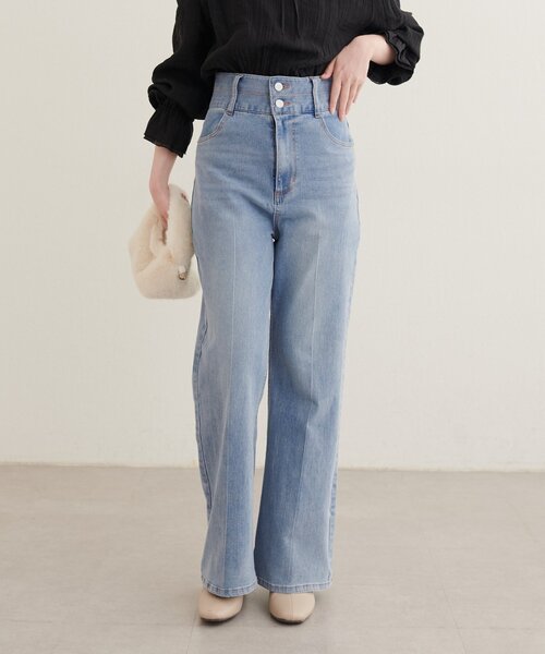 natural couture（ナチュラルクチュール）の「ハイウエストストレッチデニムパンツ（デニムパンツ・レディース・ブルー/サックスブルー・MEDIUM/LARGE）」の10枚目の写真