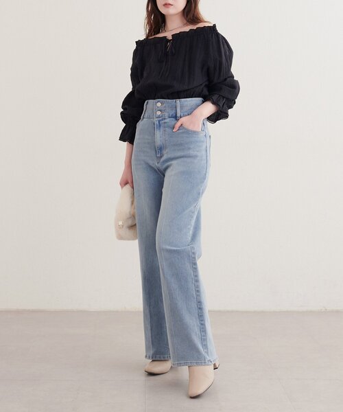 natural couture（ナチュラルクチュール）の「ハイウエストストレッチデニムパンツ（デニムパンツ・レディース・ブルー/サックスブルー・MEDIUM/LARGE）」の11枚目の写真