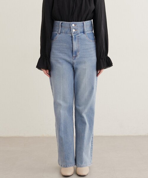 natural couture（ナチュラルクチュール）の「ハイウエストストレッチデニムパンツ（デニムパンツ・レディース・ブルー/サックスブルー・MEDIUM/LARGE）」の13枚目の写真