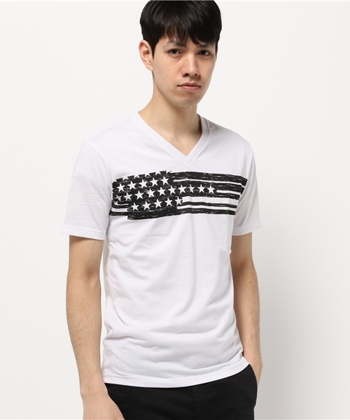 VENCEEXCHANGE(ヴァンスエクスチェンジ)の「星条旗プリント半袖T (Tシャツ/カットソー・メンズ・オフホワイト/ブラック・SMALL/LARGE/MEDIUM)」の10枚目の写真