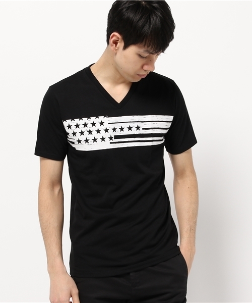 VENCEEXCHANGE(ヴァンスエクスチェンジ)の「星条旗プリント半袖T (Tシャツ/カットソー・メンズ・オフホワイト/ブラック・SMALL/LARGE/MEDIUM)」の9枚目の写真