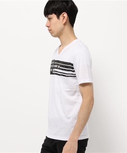 VENCEEXCHANGE(ヴァンスエクスチェンジ)の「星条旗プリント半袖T (Tシャツ/カットソー・メンズ・オフホワイト/ブラック・SMALL/LARGE/MEDIUM)」の3枚目の写真