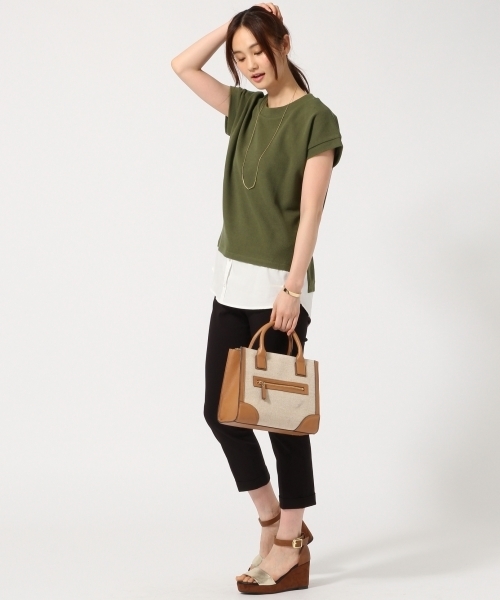 GLOBAL WORK（グローバルワーク）の「シャツコンビプルオーバー半袖/722822（Tシャツ/カットソー・レディース・ネイビー/カーキ/オフホワイト/グレー・LARGE/SMALL/MEDIUM）」の11枚目の写真