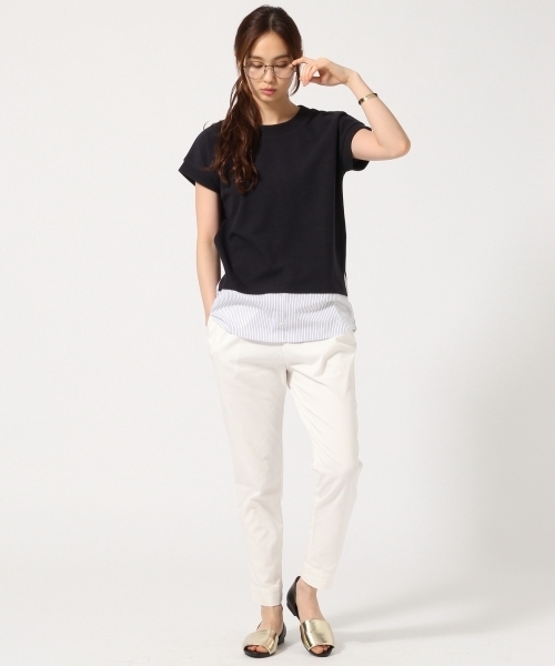 GLOBAL WORK（グローバルワーク）の「シャツコンビプルオーバー半袖/722822（Tシャツ/カットソー・レディース・ネイビー/カーキ/オフホワイト/グレー・LARGE/SMALL/MEDIUM）」の12枚目の写真