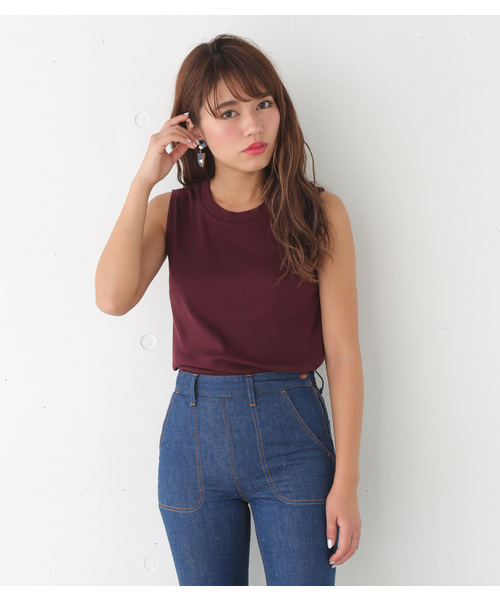 SLY(スライ)の「ハイネックノースリTOPS(タンクトップ・レディース・ワインレッド/イエロー系その他/ブラック/ホワイト・FREE)」の4枚目の写真